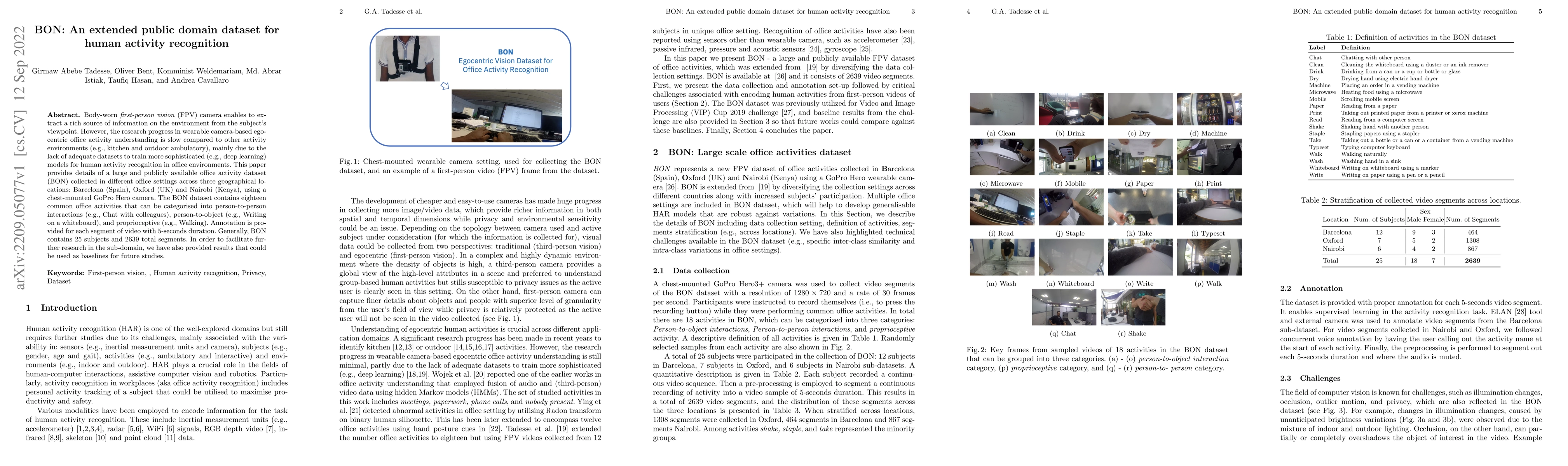Thumbnail for BON: An extended public domain dataset for human activity recognition