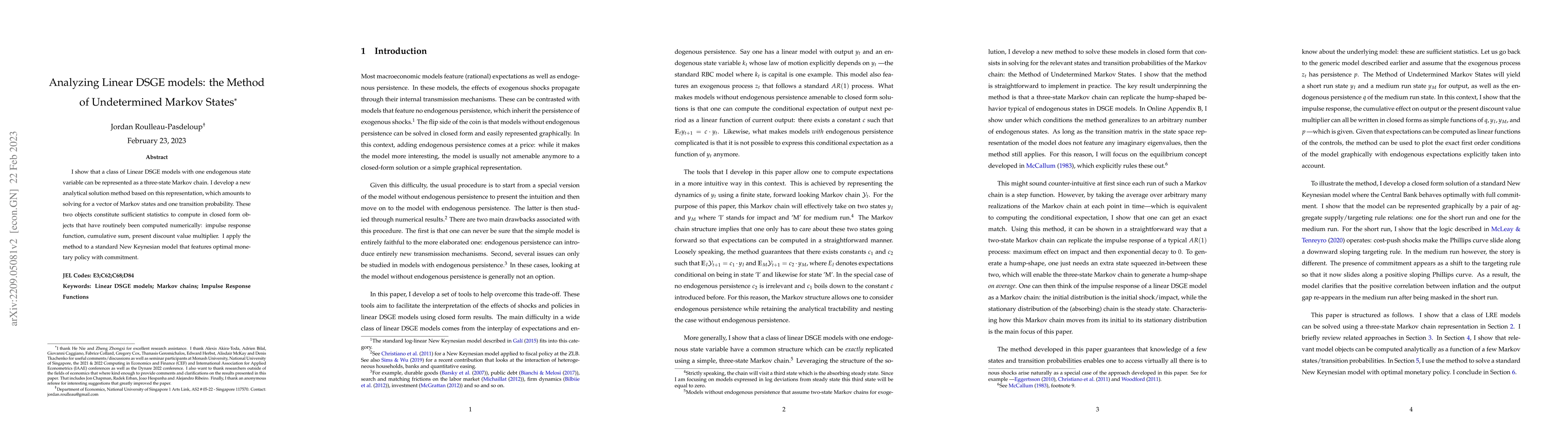 Thumbnail for Analyzing Linear DSGE models: the Method of Undetermined Markov States