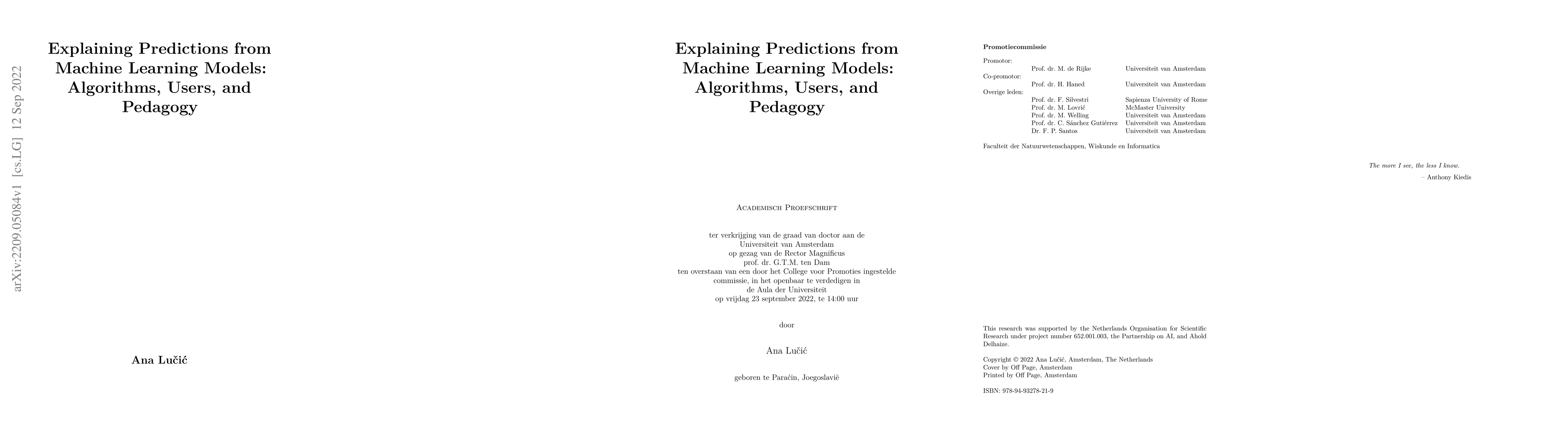 Thumbnail for Explaining Predictions from Machine Learning Models: Algorithms, Users,
  and Pedagogy