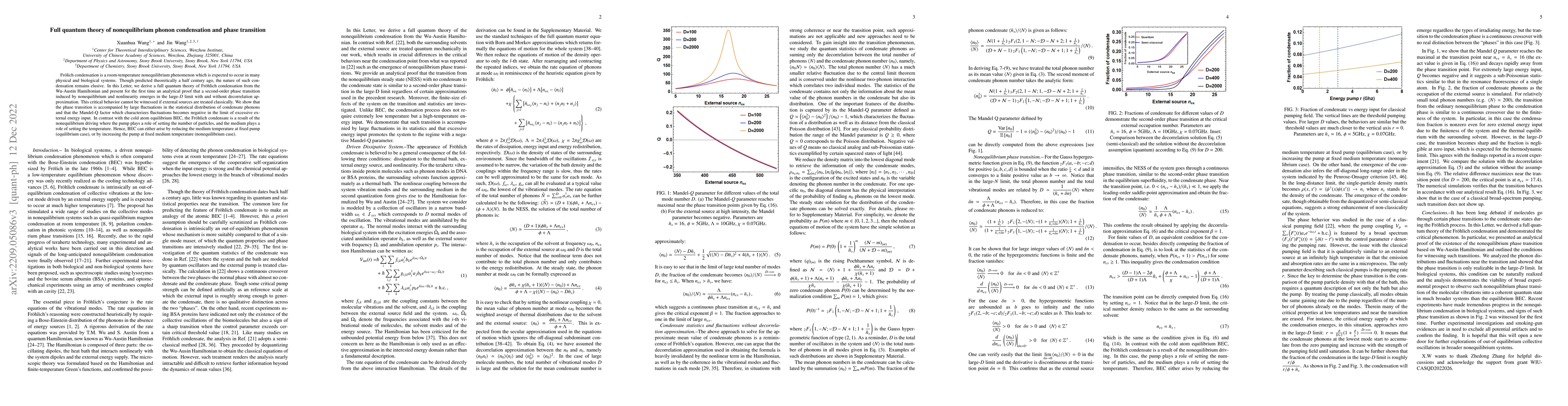 Thumbnail for Full quantum theory of nonequilibrium phonon condensation and phase
  transition