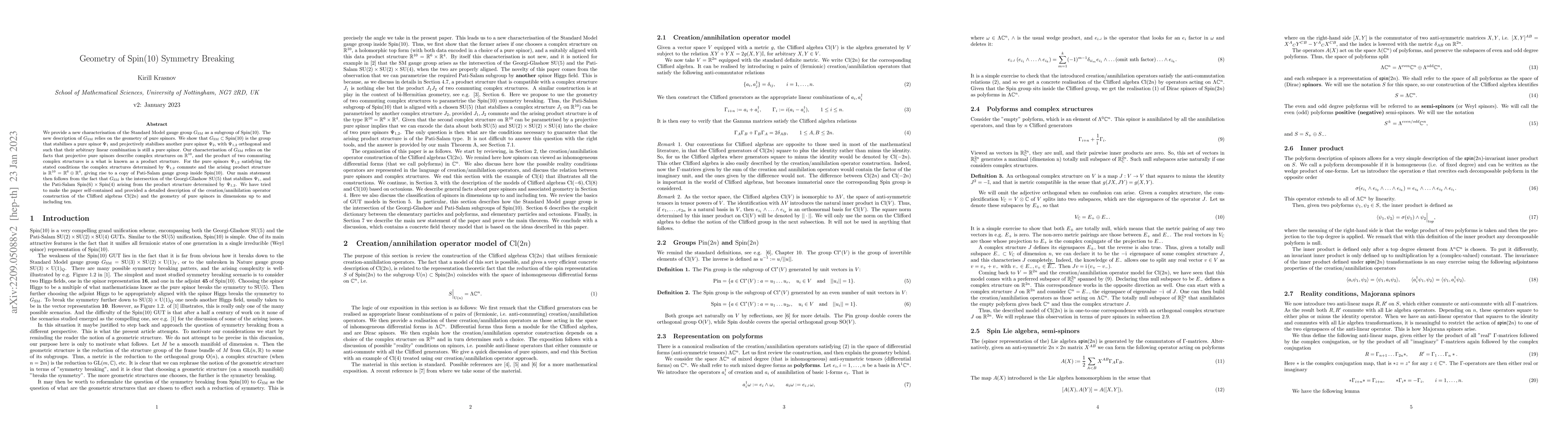Thumbnail for Geometry of Spin(10) Symmetry Breaking
