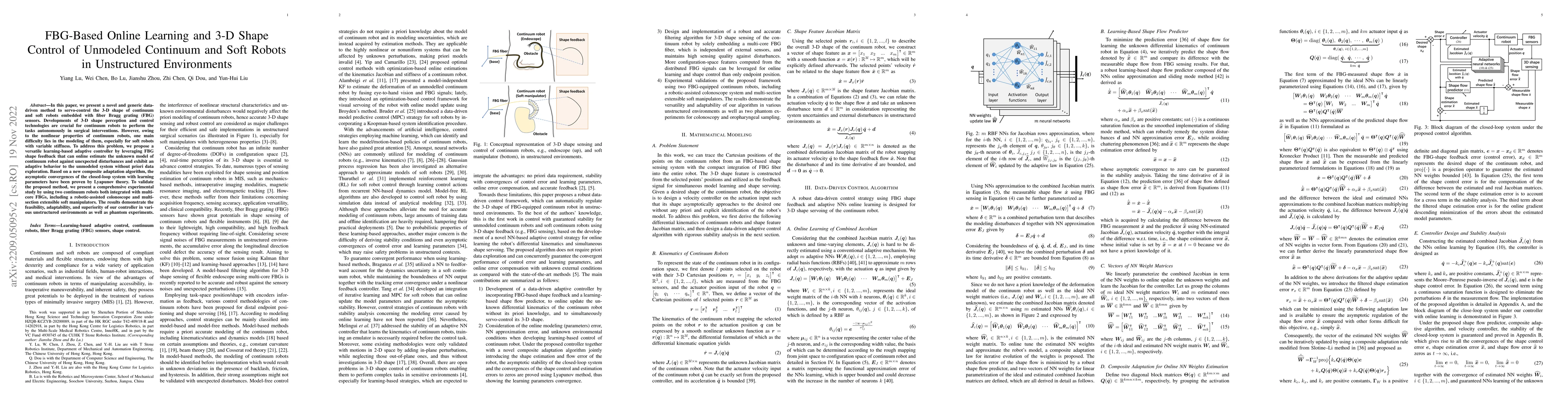 Thumbnail for FBG-Based Online Learning and 3-D Shape Control of Unmodeled Continuum
  and Soft Robots in Unstructured Environments