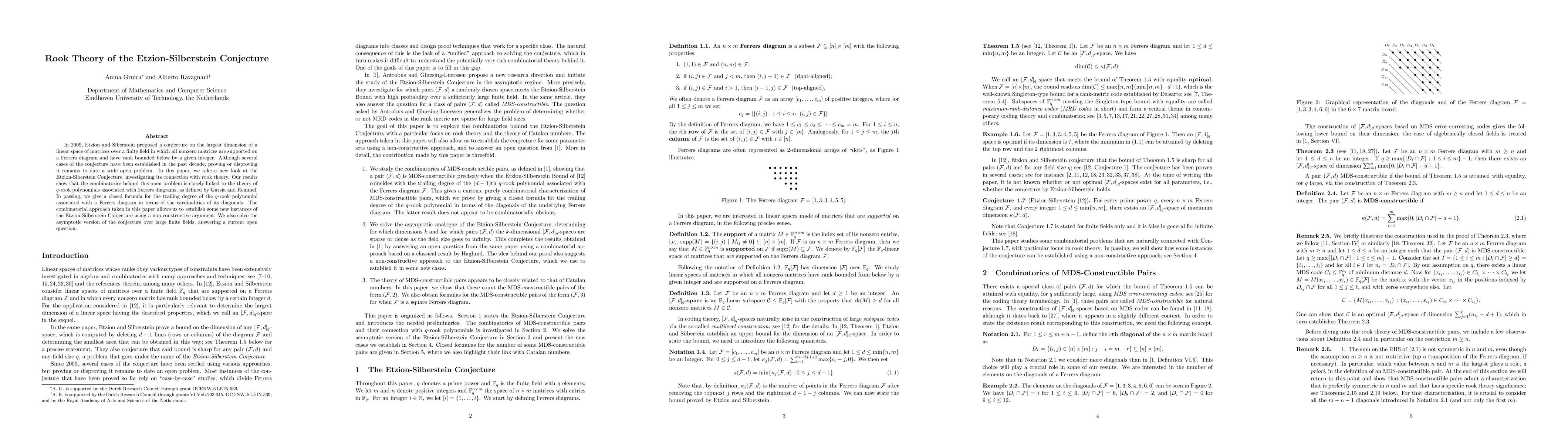 Thumbnail for Rook Theory of the Etzion-Silberstein Conjecture