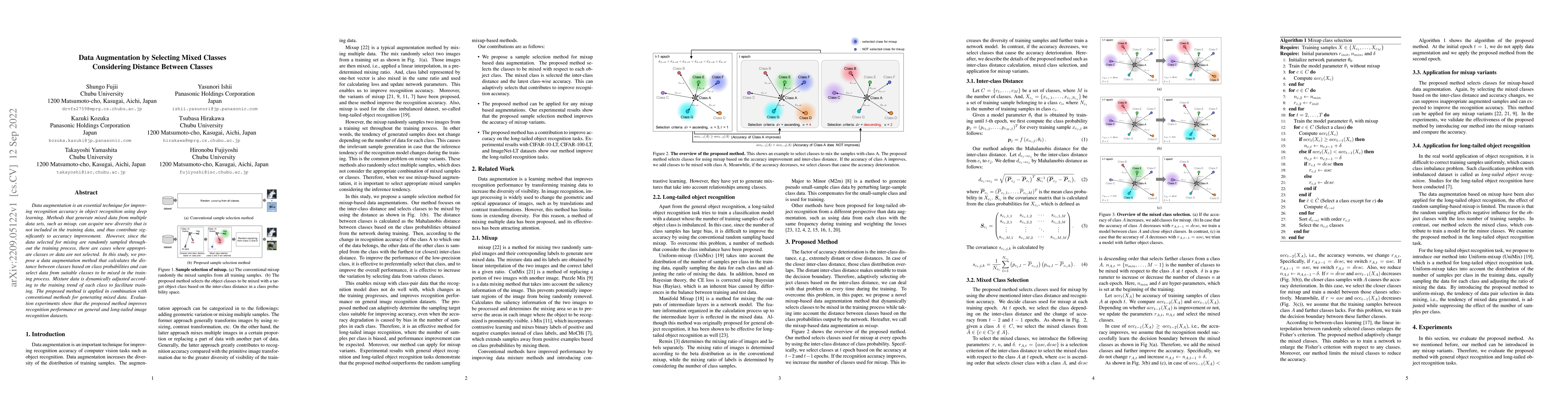 Thumbnail for Data Augmentation by Selecting Mixed Classes Considering Distance
  Between Classes