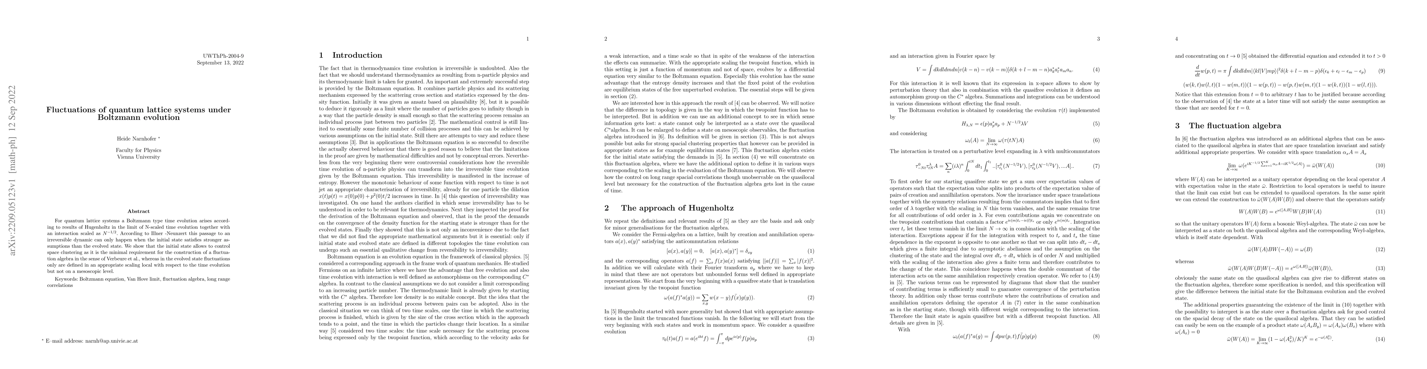 Thumbnail for Fluctuations of Quantum Lattice Systems under Boltzmann Evolution
