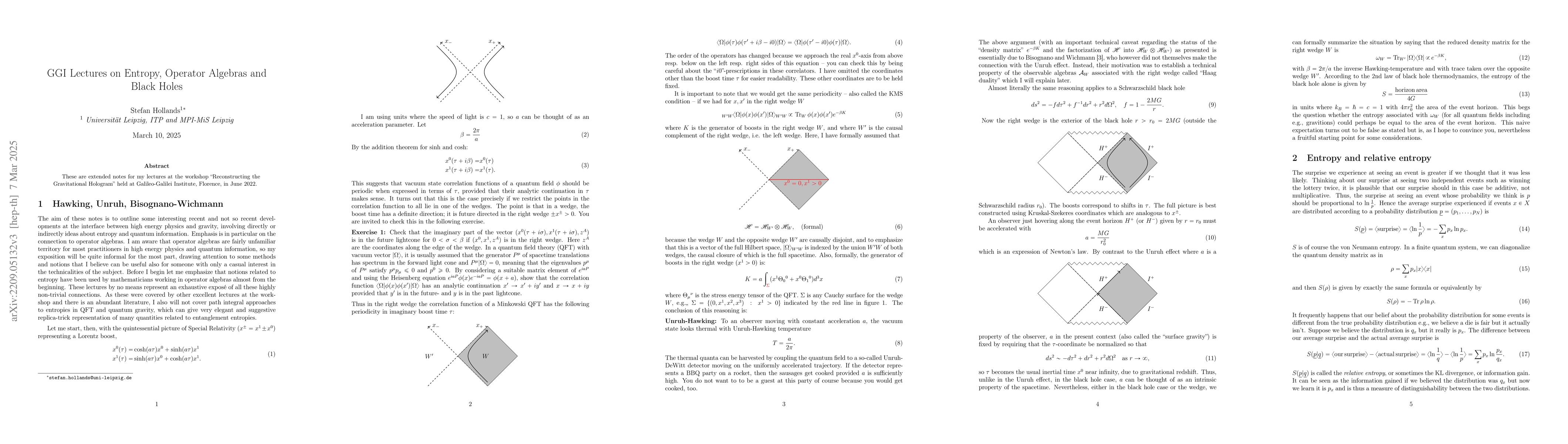 Thumbnail for GGI Lectures on Entropy, Operator Algebras and Black Holes