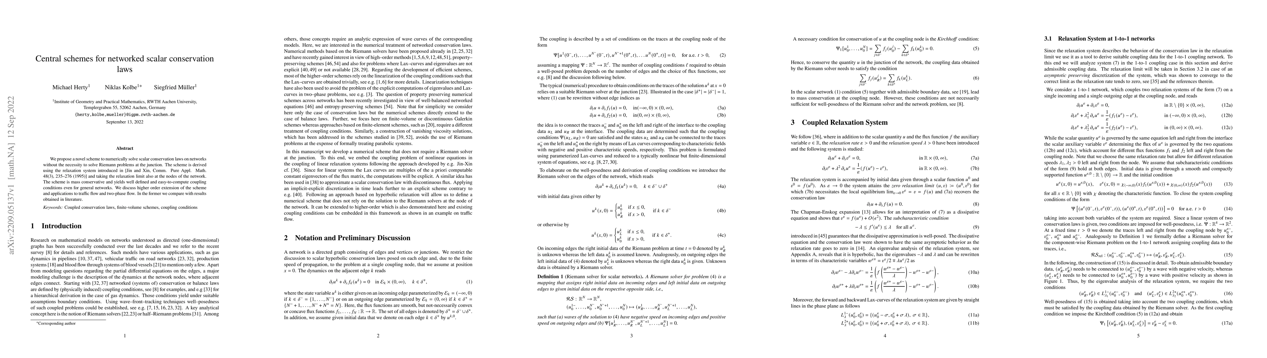 Thumbnail for Central schemes for networked scalar conservation laws