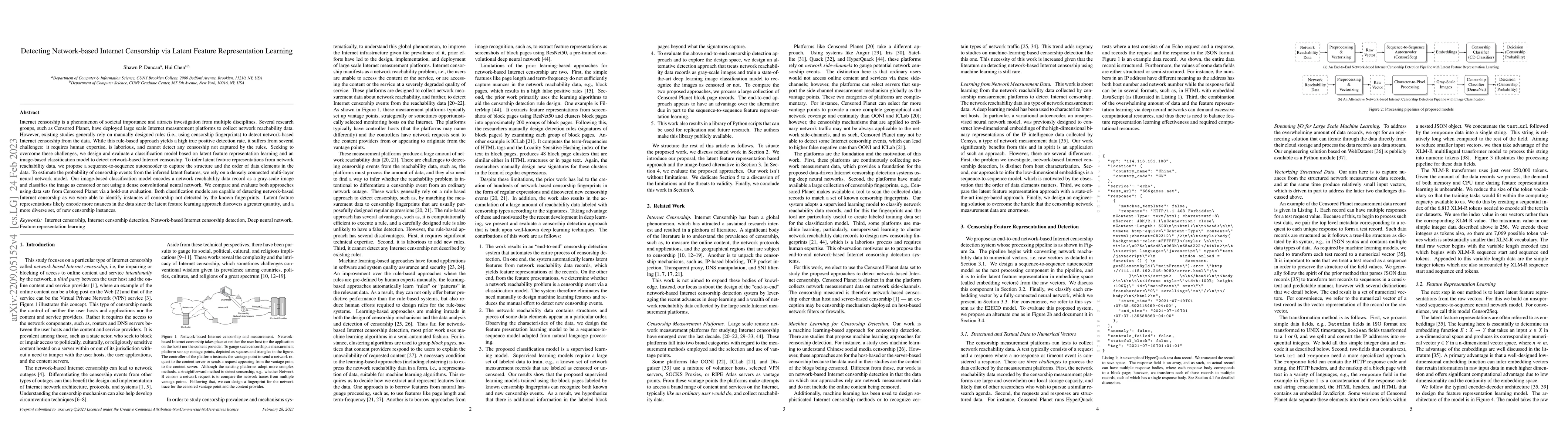 Thumbnail for Detecting Network-based Internet Censorship via Latent Feature
  Representation Learning