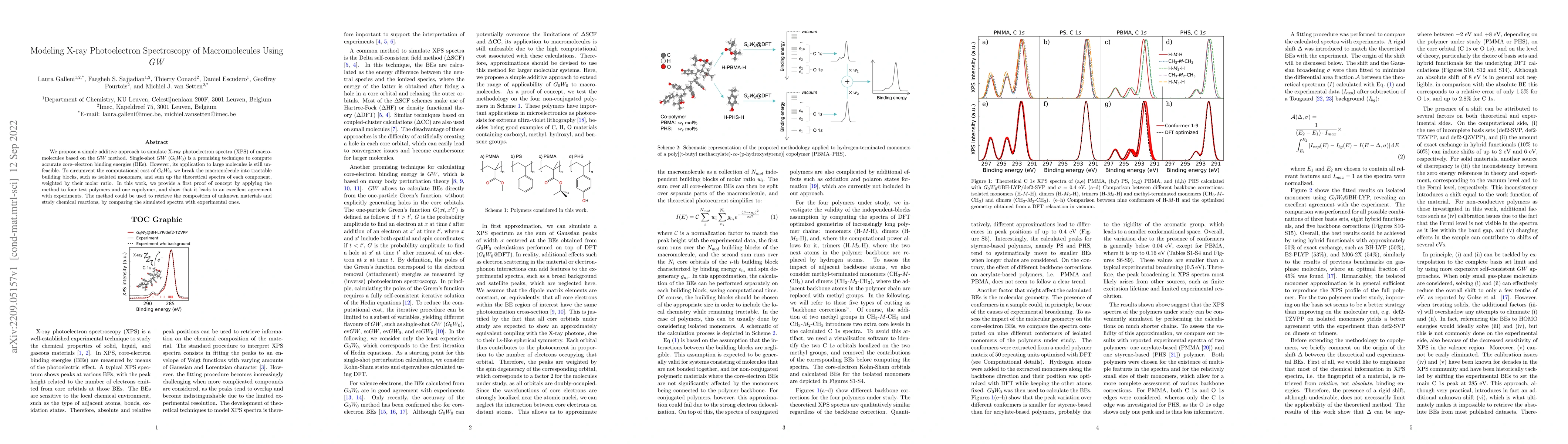 Thumbnail for Modeling X-ray Photoelectron Spectroscopy of Macromolecules Using GW