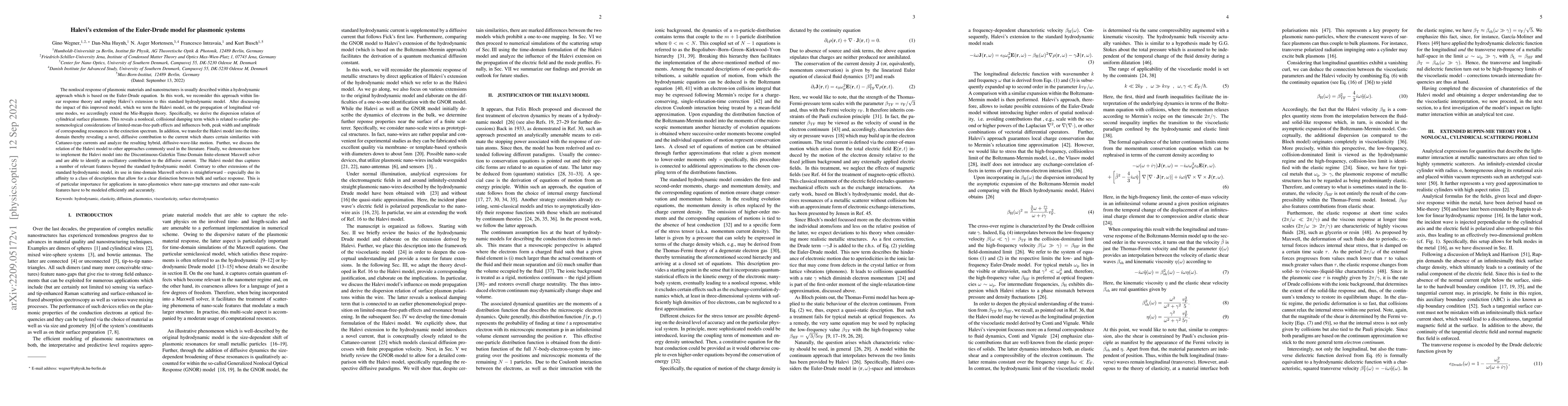 Thumbnail for Halevi's extension of the Euler-Drude model for plasmonic systems