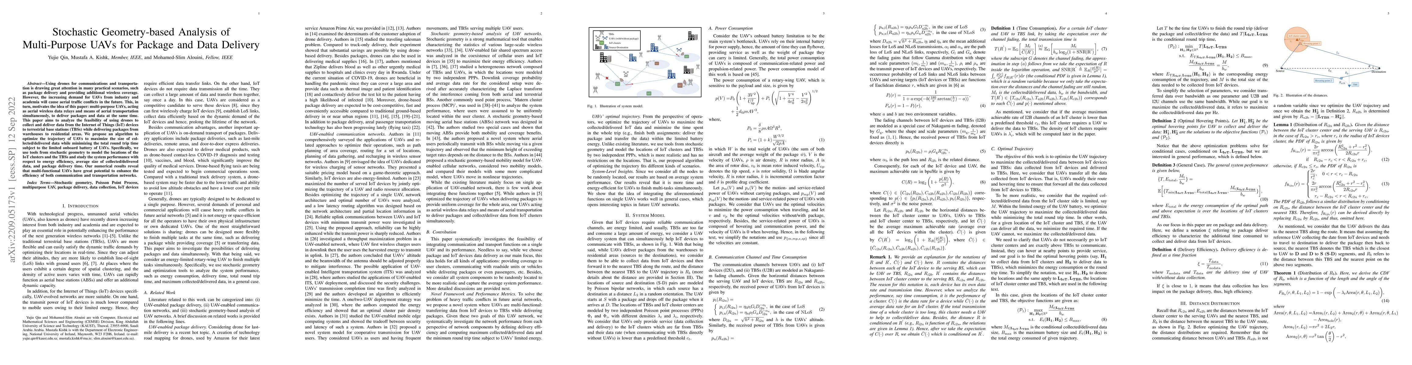 Thumbnail for Stochastic Geometry-based Analysis of Multi-Purpose UAVs for Package and
  Data Delivery