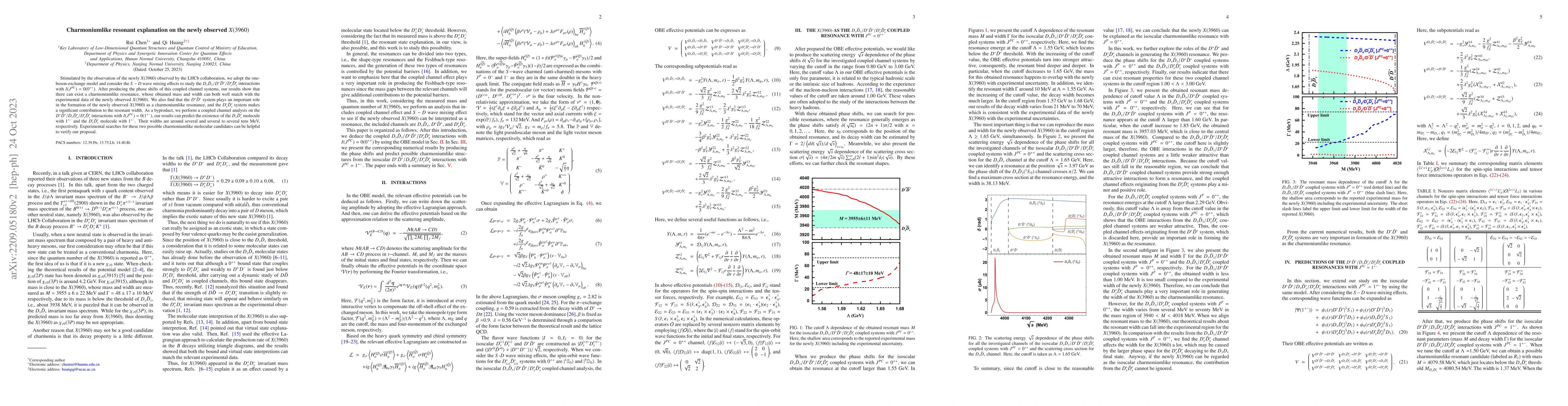 Thumbnail for Charmoniumlike resonant explanation on the newly observed $X(3960)$