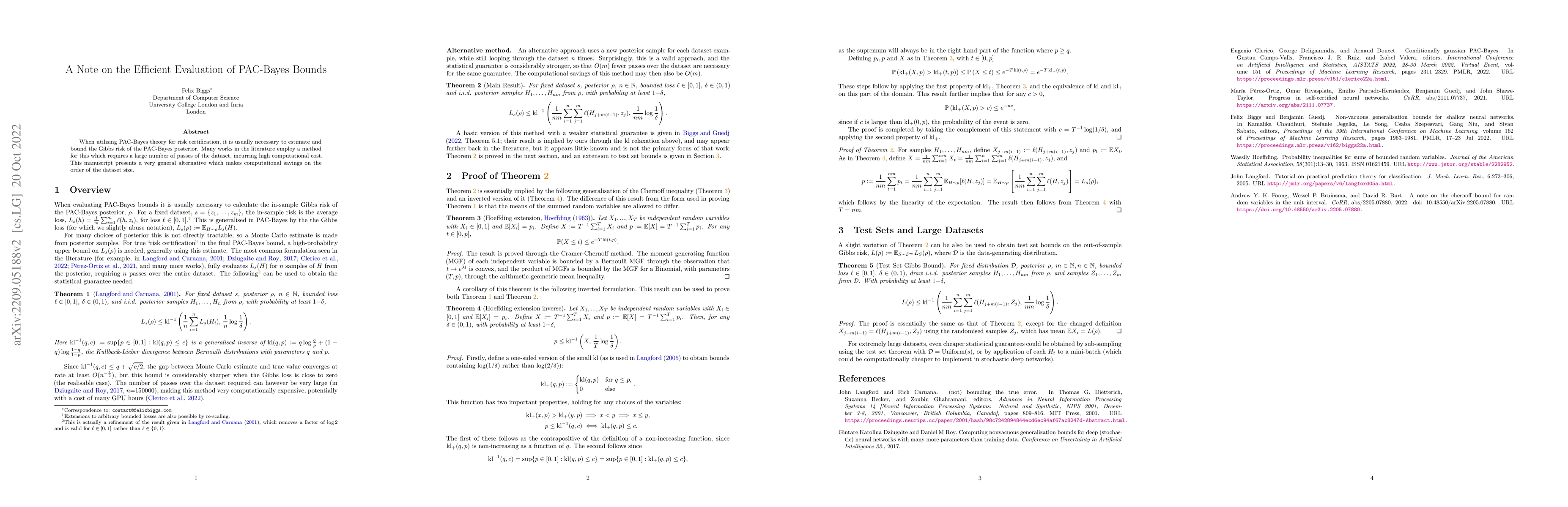 Thumbnail for A Note on the Efficient Evaluation of PAC-Bayes Bounds