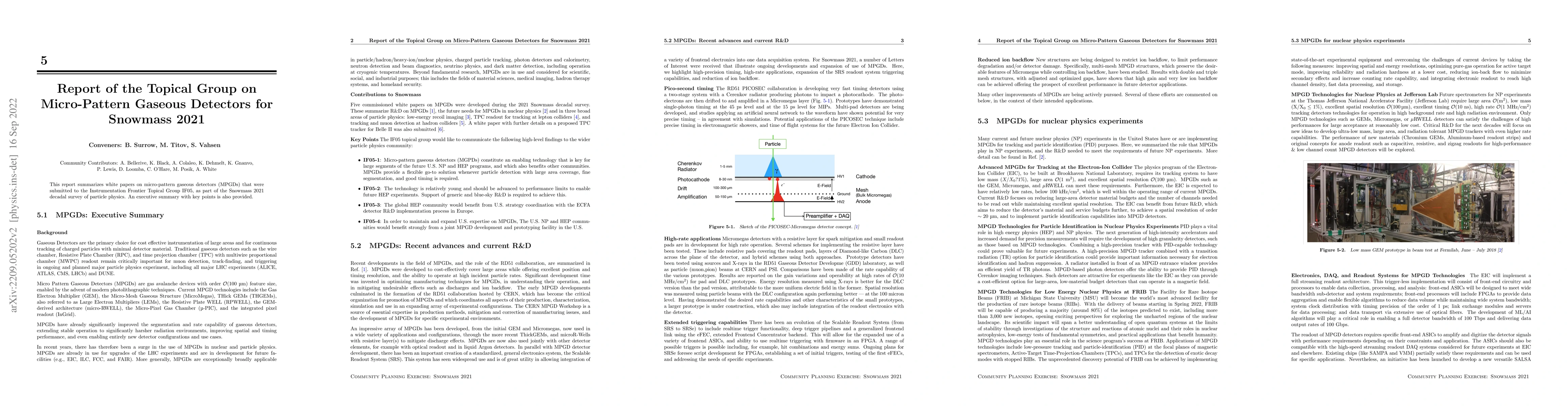 Thumbnail for Report of the Topical Group on Micro-Pattern Gaseous Detectors for
  Snowmass 2021