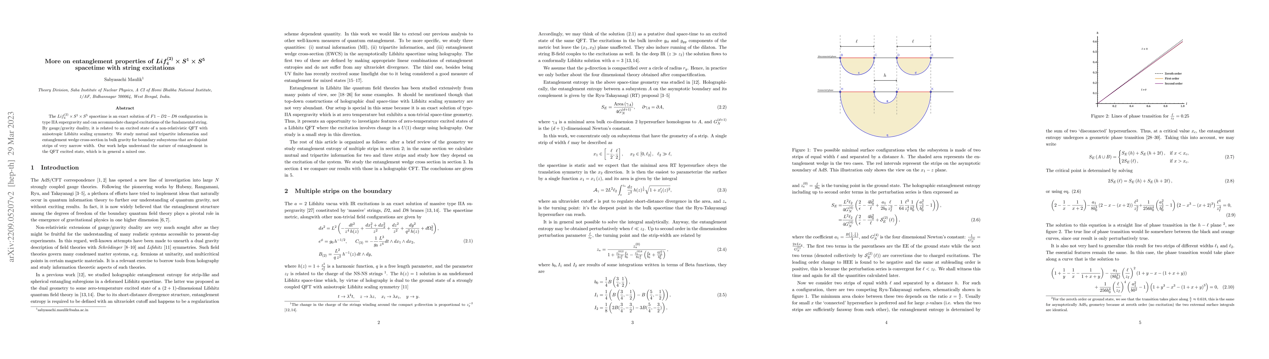 Thumbnail for More on entanglement properties of $Lif_4^{(2)}\times {S}^1\times S^5$
  spacetime with string excitations