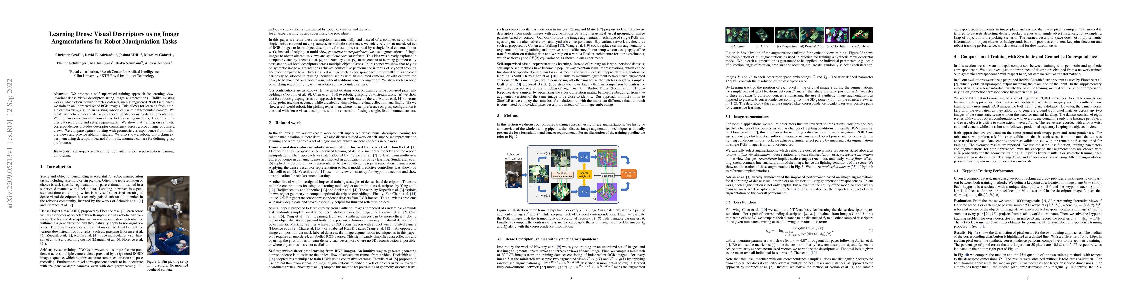 Thumbnail for Learning Dense Visual Descriptors using Image Augmentations for Robot
  Manipulation Tasks