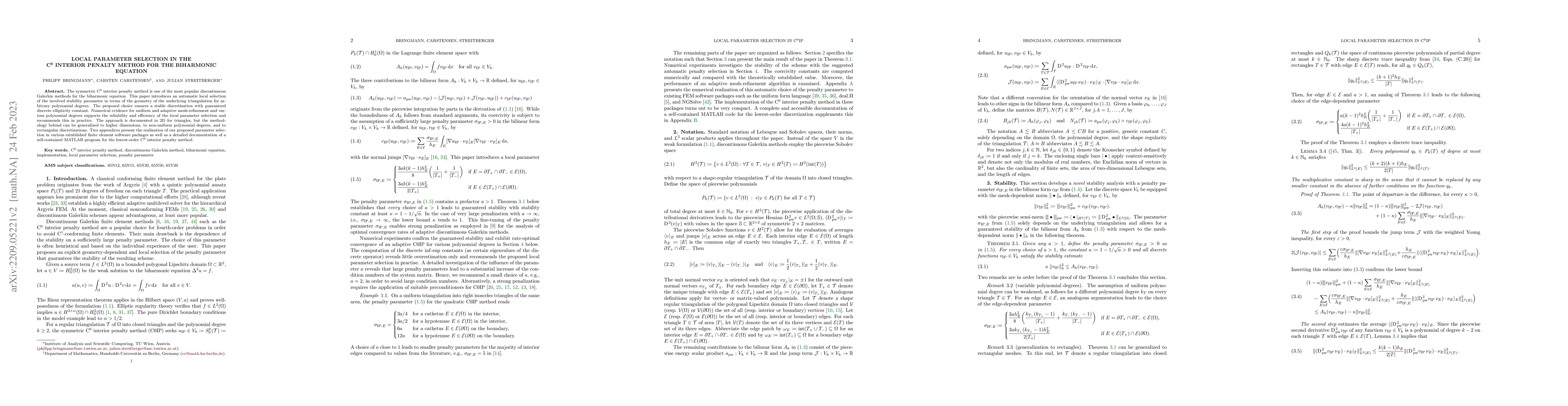 Thumbnail for Local parameter selection in the $C^0$ interior penalty method for the
  biharmonic equation
