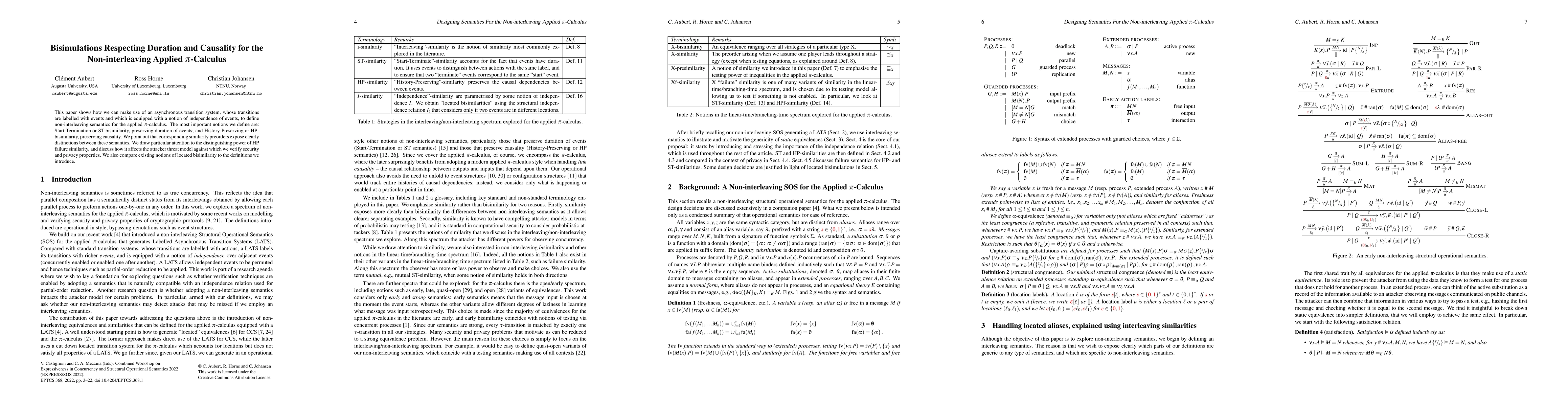 Thumbnail for Bisimulations Respecting Duration and Causality for the Non-interleaving
  Applied $\pi$-Calculus
