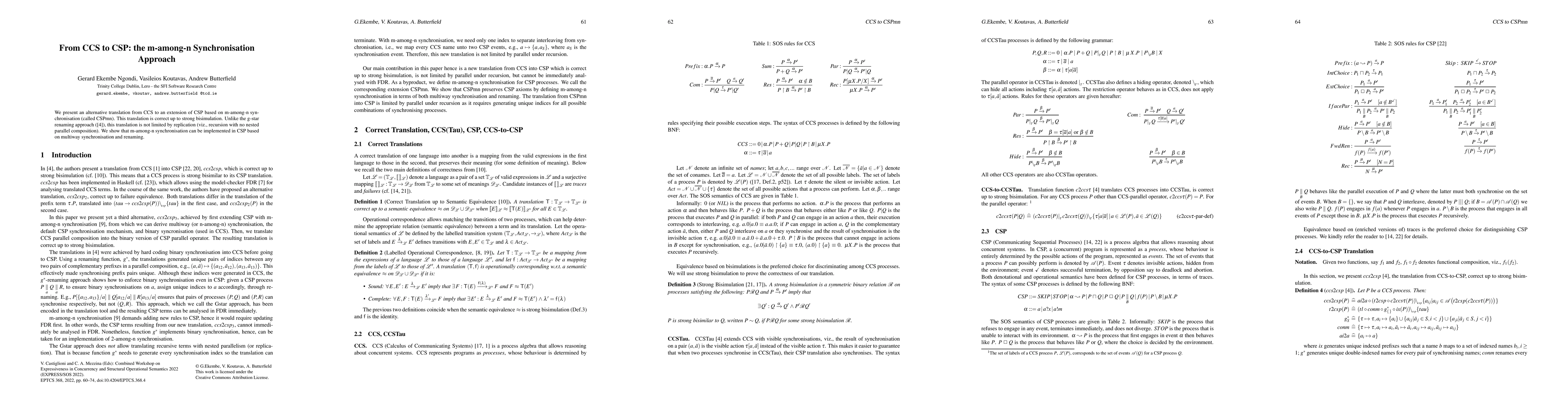 Thumbnail for From CCS to CSP: the m-among-n Synchronisation Approach