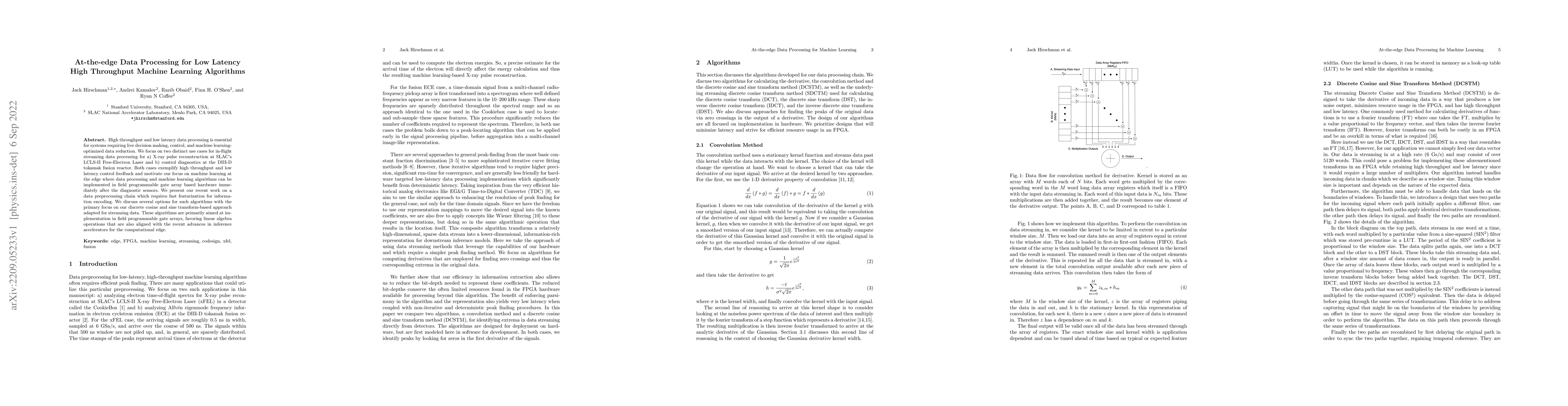 Thumbnail for At-the-edge Data Processing for Low Latency High Throughput Machine
  Learning Algorithms