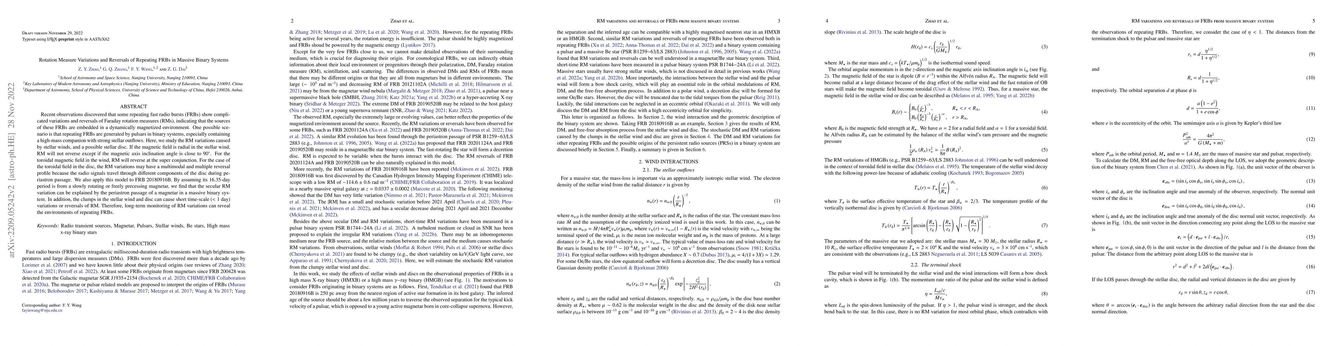 Thumbnail for Rotation Measure Variations and Reversals of Repeating Fast Radio Bursts
  in Massive Binary Systems