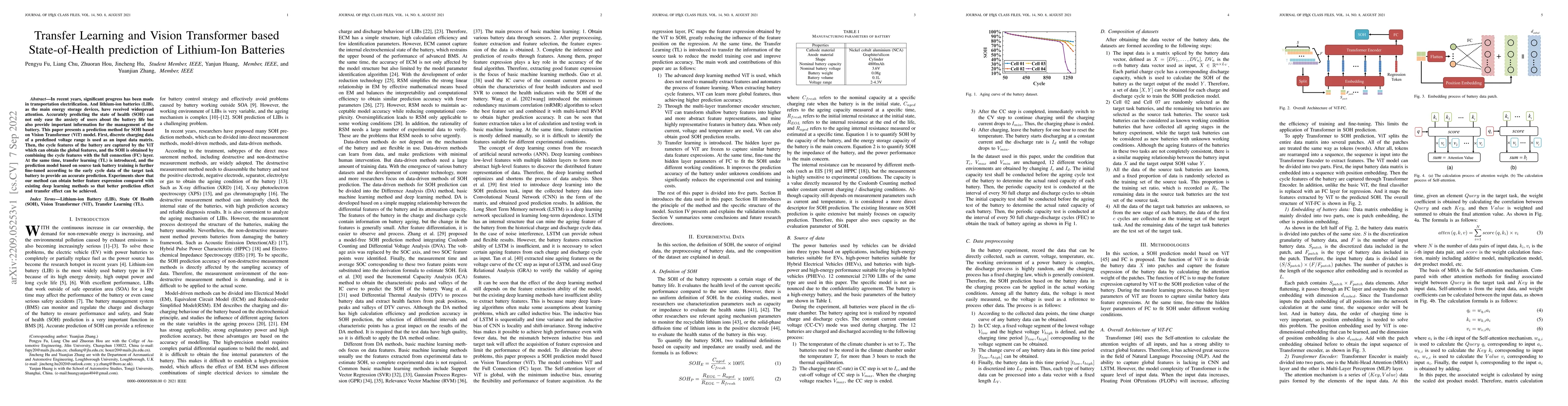 Thumbnail for Transfer Learning and Vision Transformer based State-of-Health
  prediction of Lithium-Ion Batteries