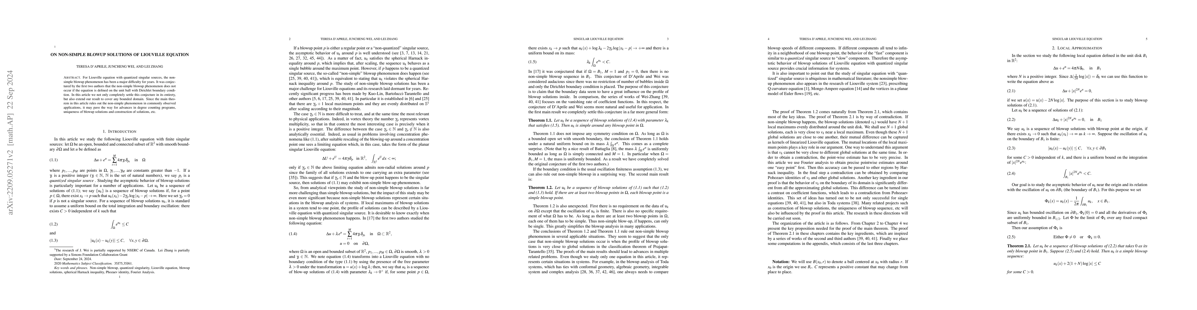 Thumbnail for On Non-simple blowup solutions of Liouville equation