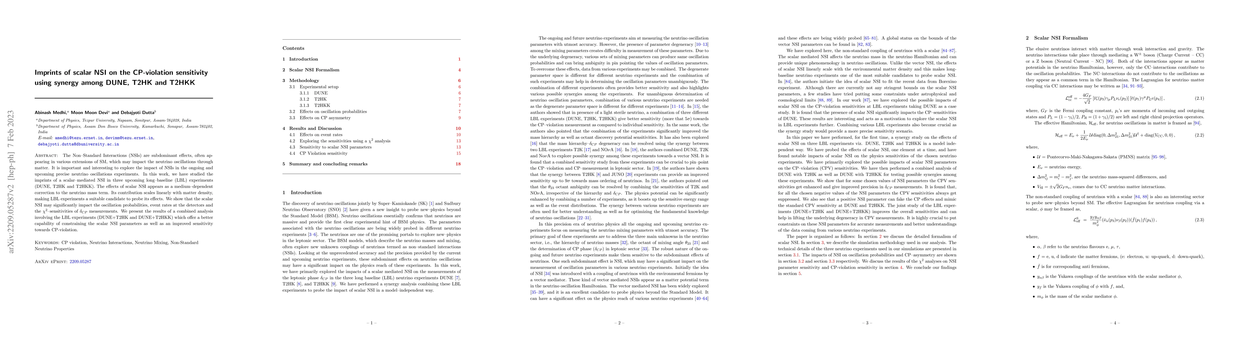 Thumbnail for Imprints of scalar NSI on the CP-violation sensitivity using synergy
  among DUNE, T2HK and T2HKK