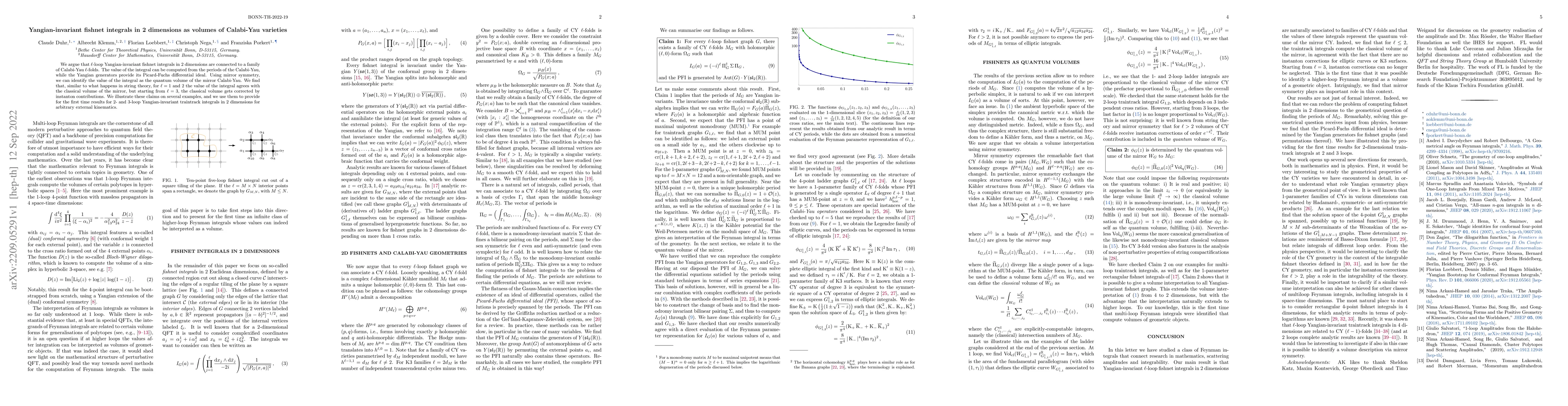 Thumbnail for Yangian-invariant fishnet integrals in 2 dimensions as volumes of
  Calabi-Yau varieties