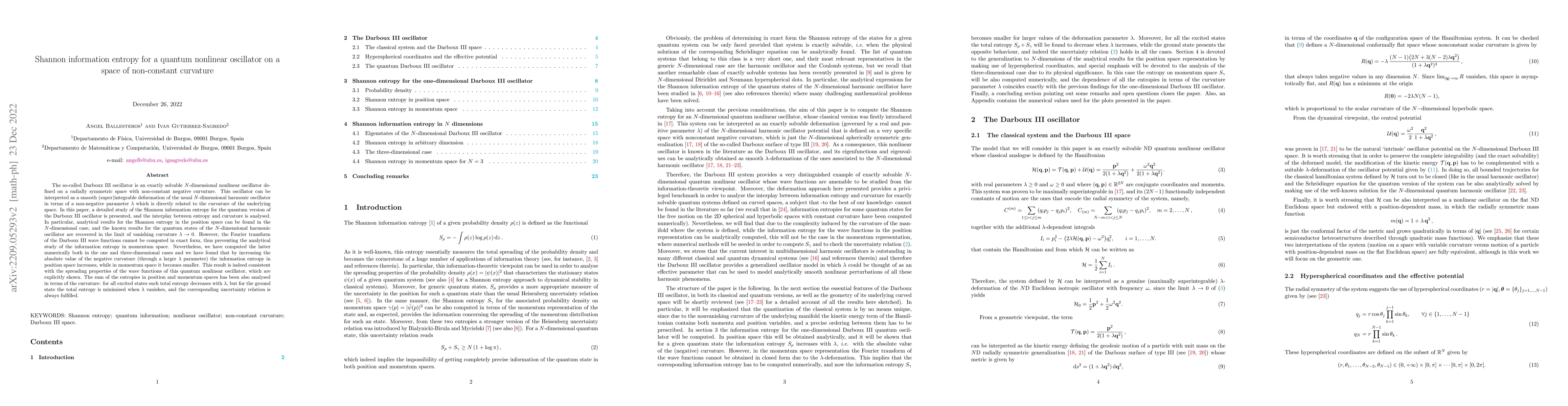 Thumbnail for Shannon information entropy for a quantum nonlinear oscillator on a
  space of non-constant curvature