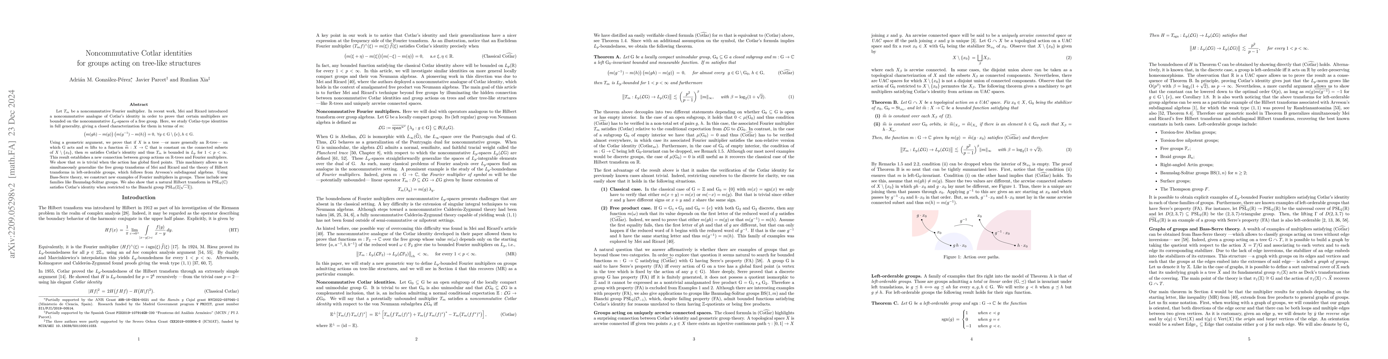 Thumbnail for Noncommutative Cotlar identities for groups acting on tree-like
  structures