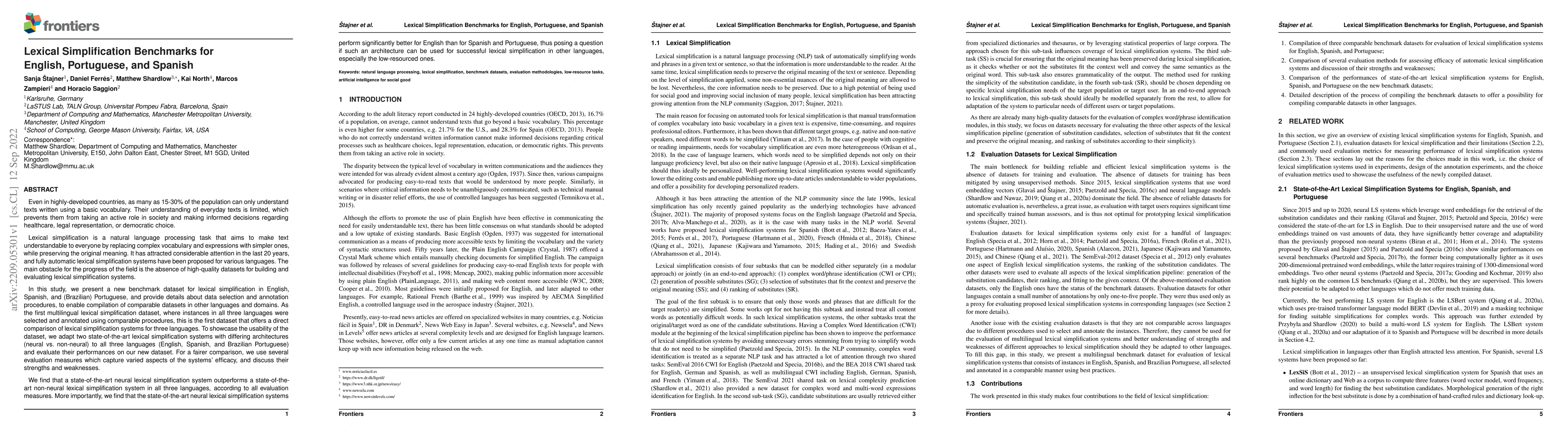 Thumbnail for Lexical Simplification Benchmarks for English, Portuguese, and Spanish