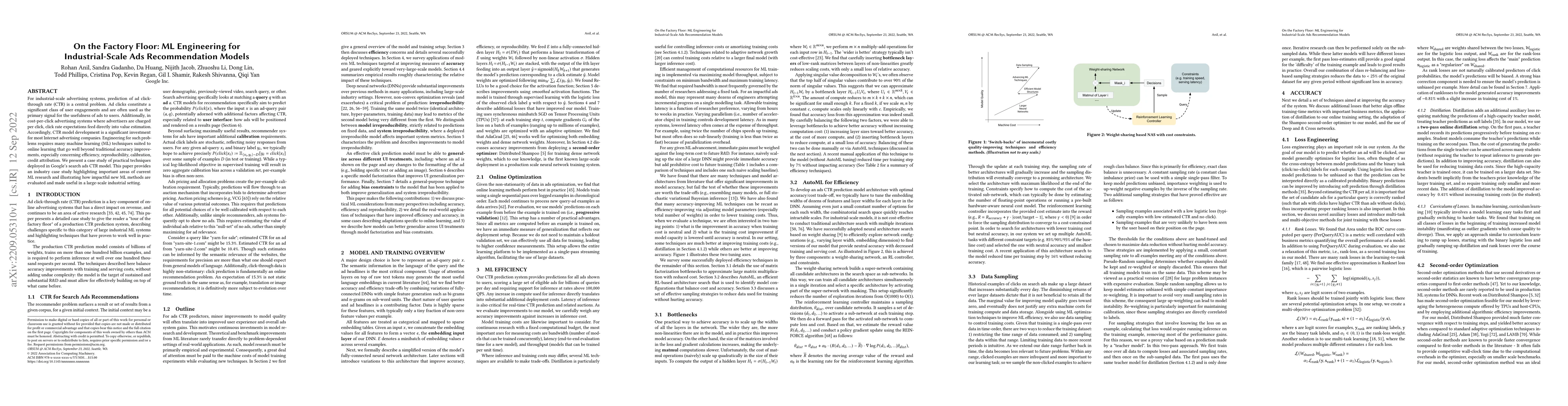 Thumbnail for On the Factory Floor: ML Engineering for Industrial-Scale Ads
  Recommendation Models