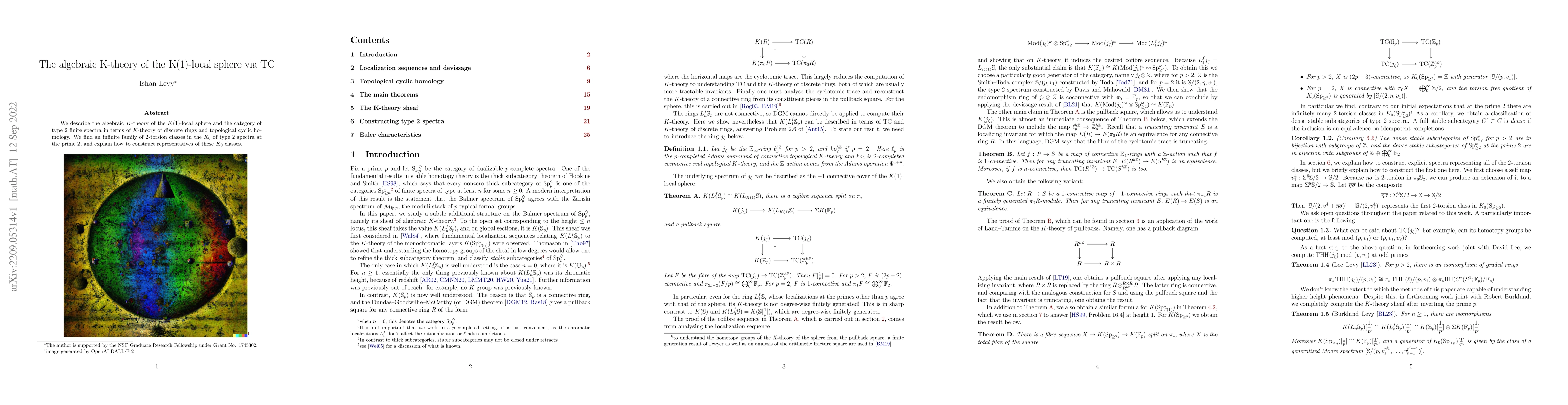 Thumbnail for The algebraic K-theory of the K(1)-local sphere via TC