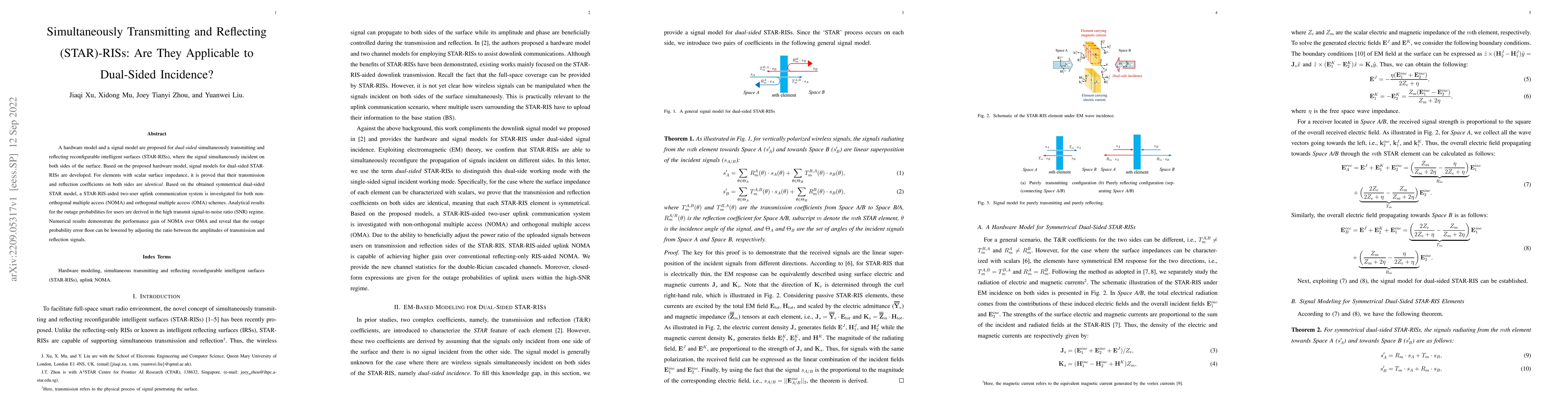 Thumbnail for Simultaneously Transmitting and Reflecting (STAR)-RISs: Are they
  Applicable to Dual-Sided Incidence?