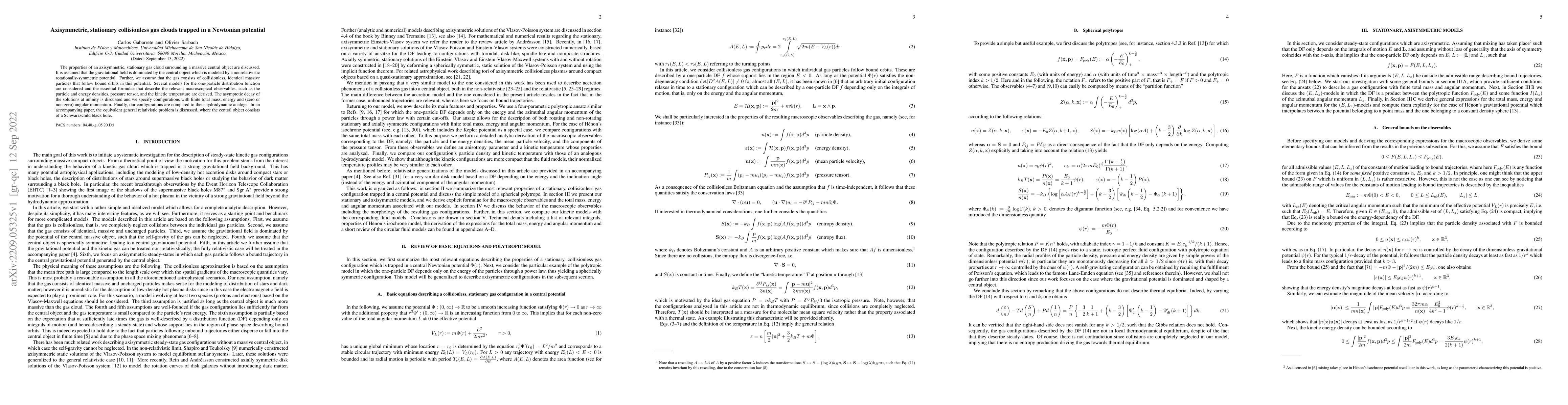 Thumbnail for Axisymmetric, stationary collisionless gas clouds trapped in a Newtonian
  potential