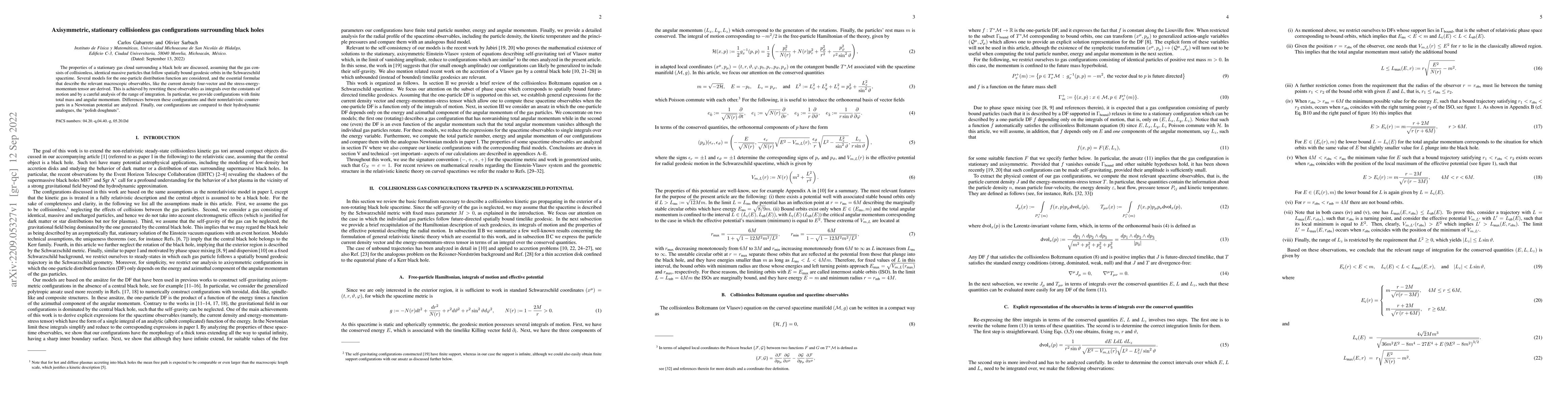 Thumbnail for Axisymmetric, stationary collisionless gas configurations surrounding
  black holes