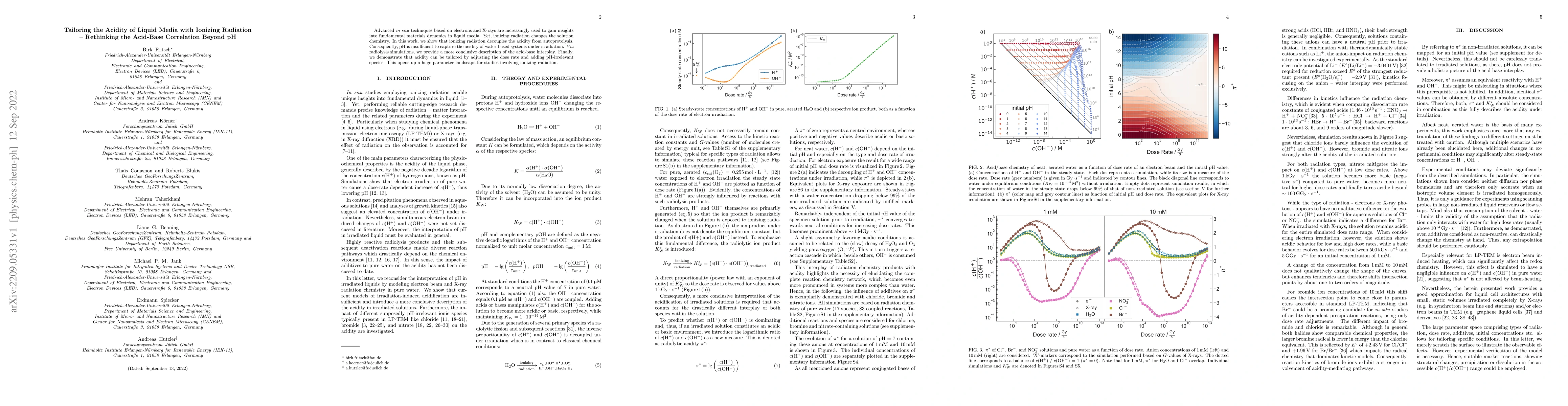Thumbnail for Tailoring the Acidity of Liquid Media with Ionizing Radiation --
  Rethinking the Acid-Base Correlation Beyond pH