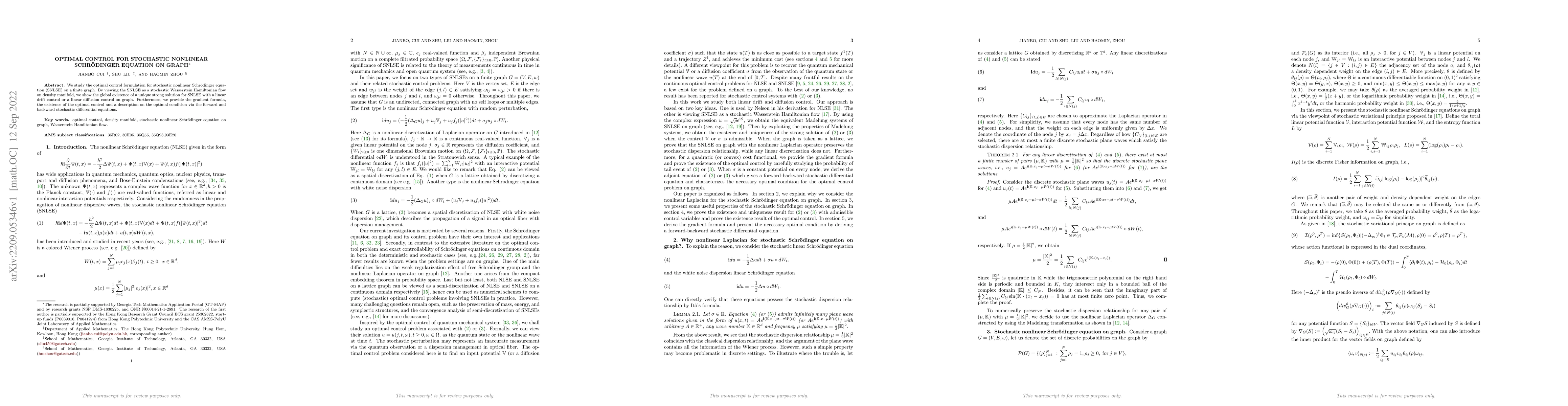 Thumbnail for Optimal control for stochastic nonlinear Schrodinger equation on graph