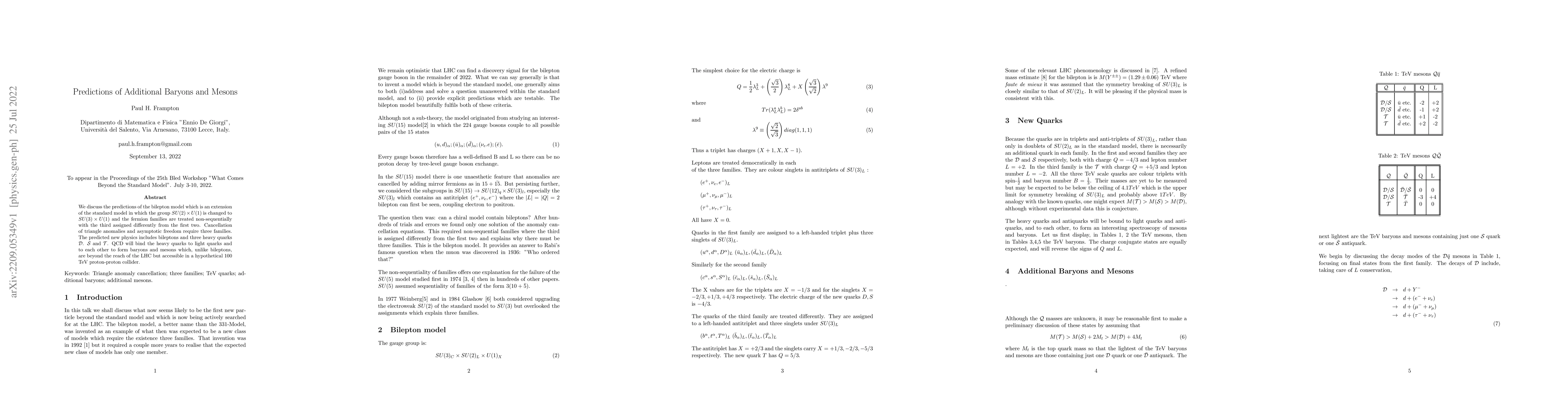Thumbnail for Predictions of Additional Baryons and Mesons