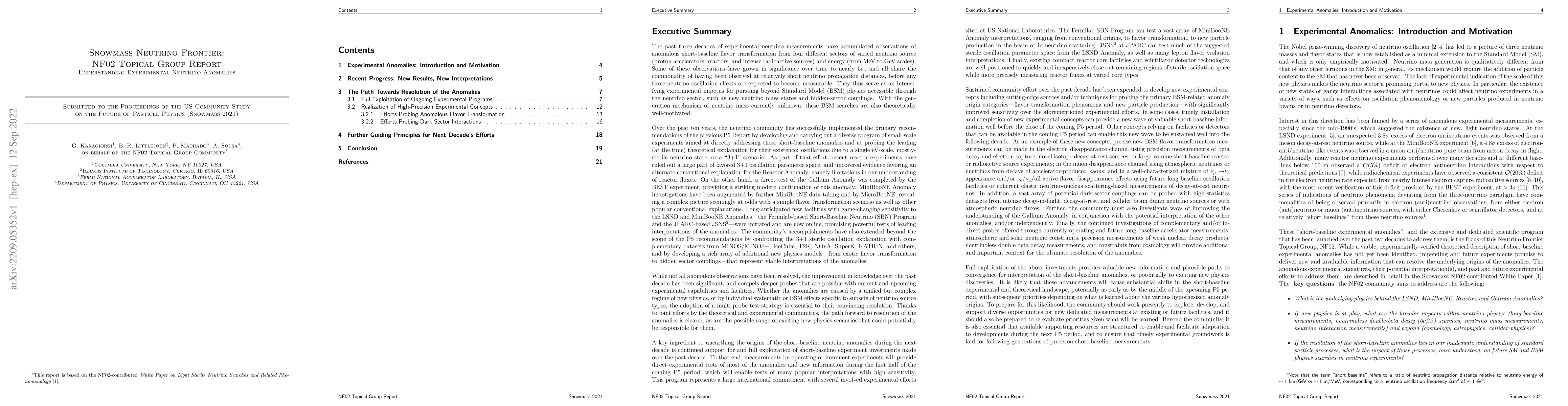 Thumbnail for Snowmass Neutrino Frontier: NF02 Topical Group Report on Understanding
  Experimental Neutrino Anomalies