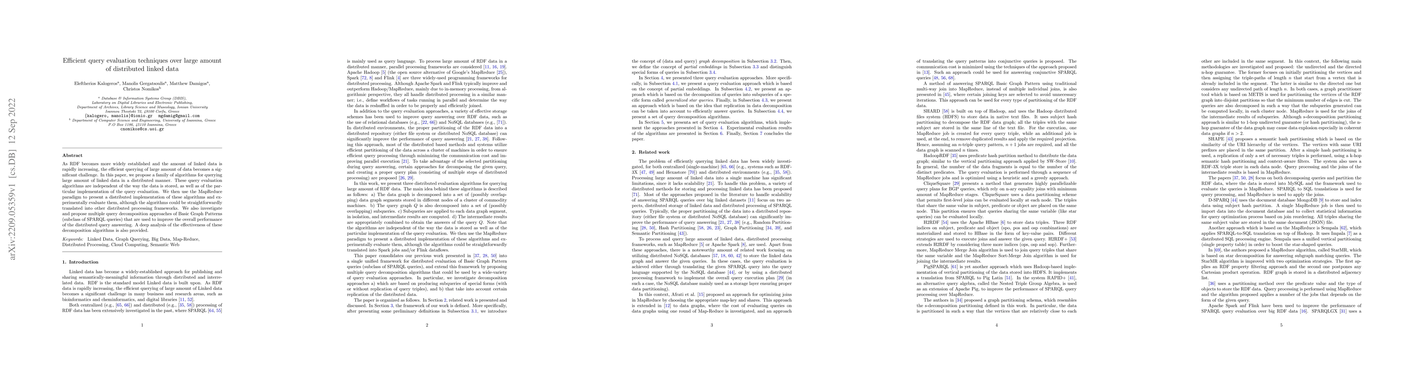Thumbnail for Efficient query evaluation techniques over large amount of distributed
  linked data