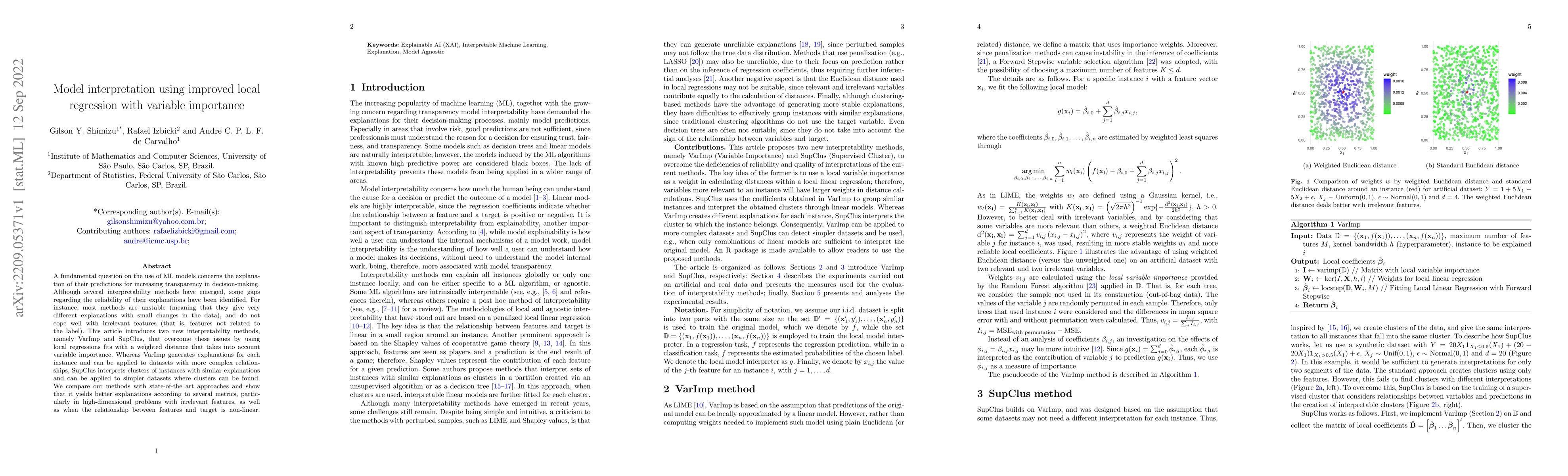 Thumbnail for Model interpretation using improved local regression with variable
  importance