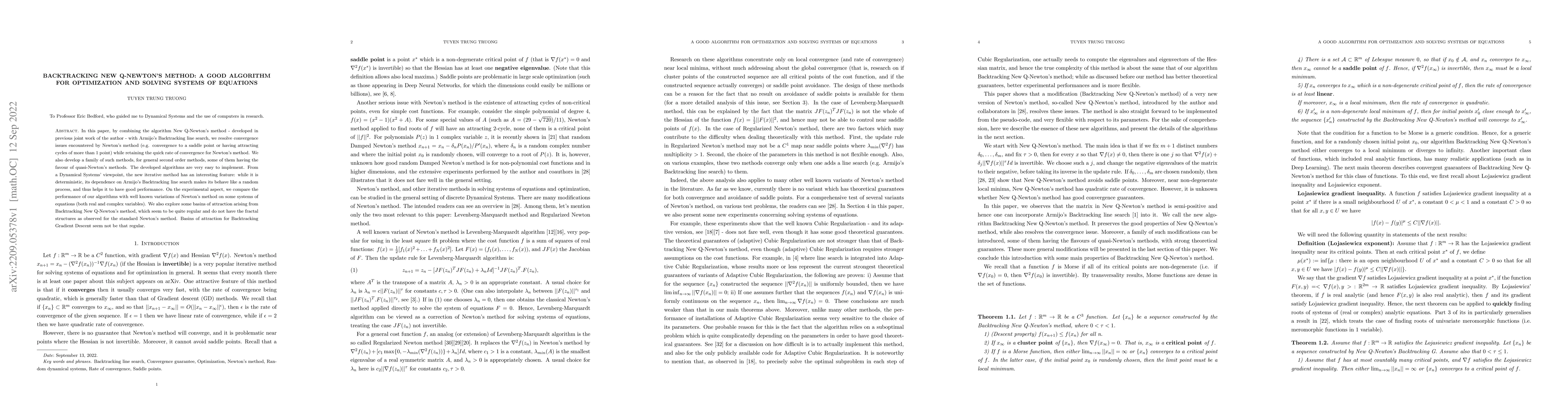 Thumbnail for Backtracking New Q-Newton's method: a good algorithm for optimization
  and solving systems of equations