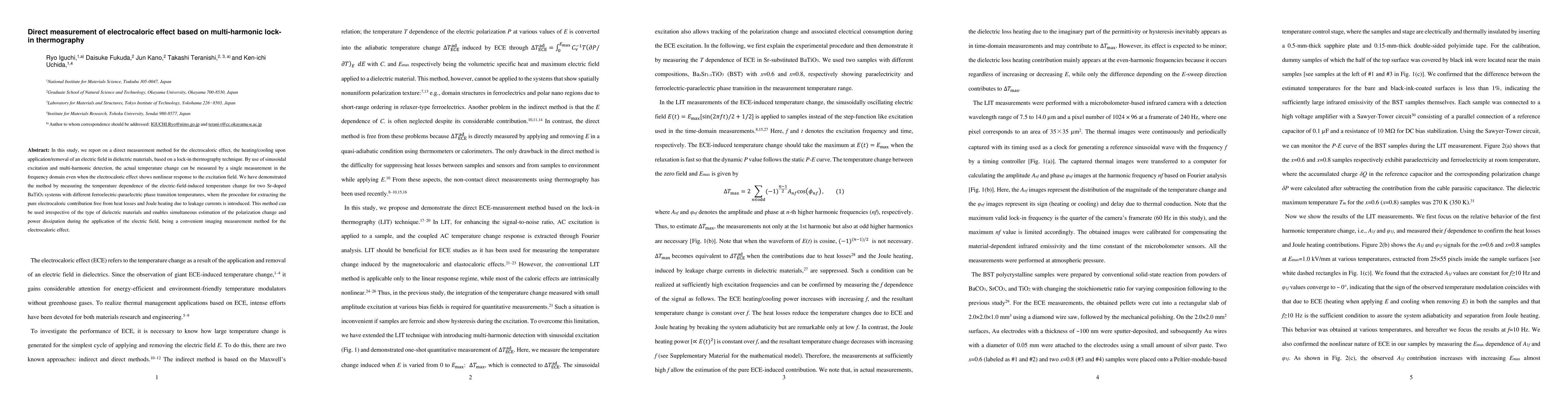 Thumbnail for Direct measurement of electrocaloric effect based on multi-harmonic
  lock-in thermography