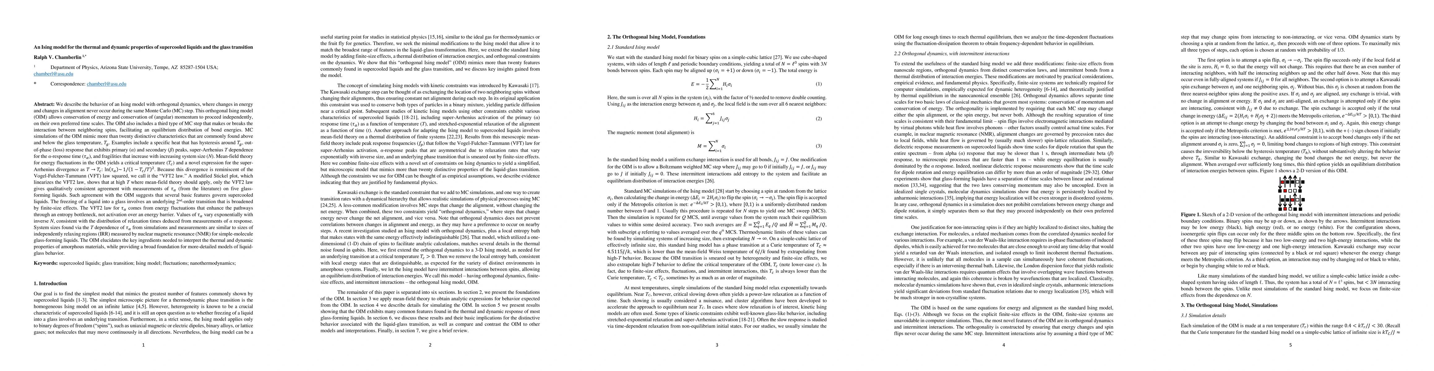 Thumbnail for An Ising model for the thermal and dynamic properties of supercooled
  liquids and the glass transition