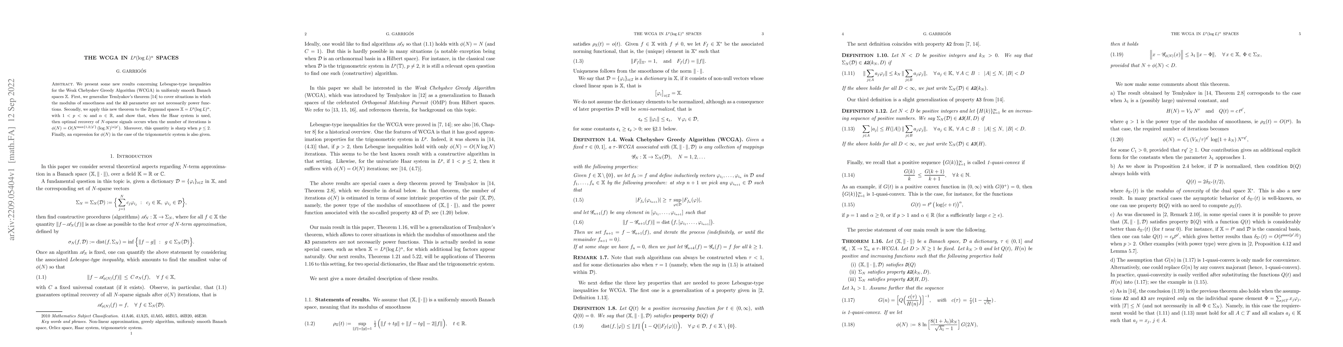 Thumbnail for The Weak Chebyshev Greedy Algorithm (WCGA) in $L^p (\log L)^\alpha$
  spaces