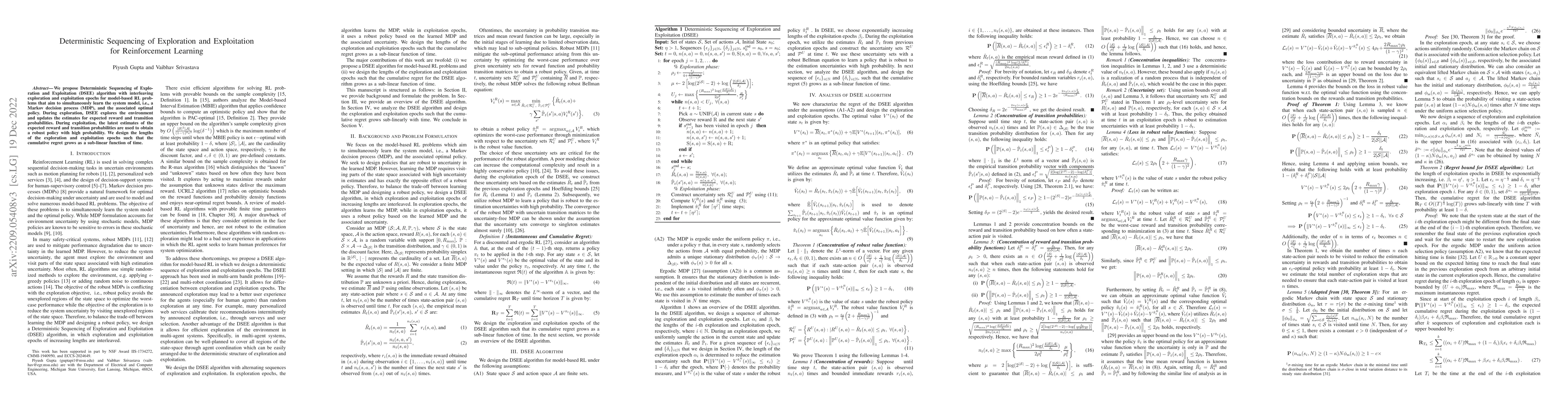 Thumbnail for Deterministic Sequencing of Exploration and Exploitation for
  Reinforcement Learning