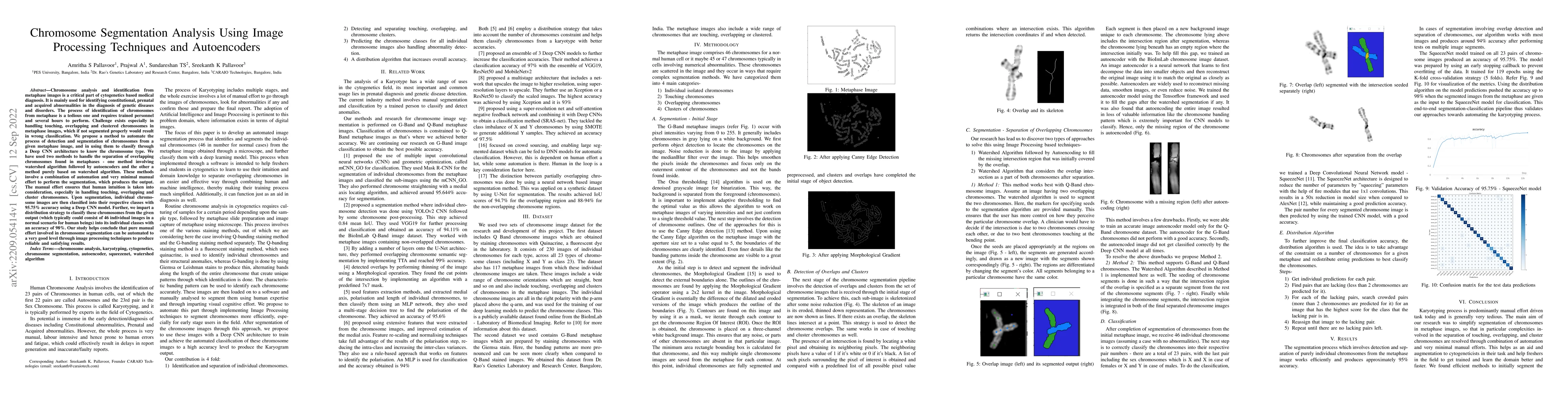 Thumbnail for Chromosome Segmentation Analysis Using Image Processing Techniques and
  Autoencoders