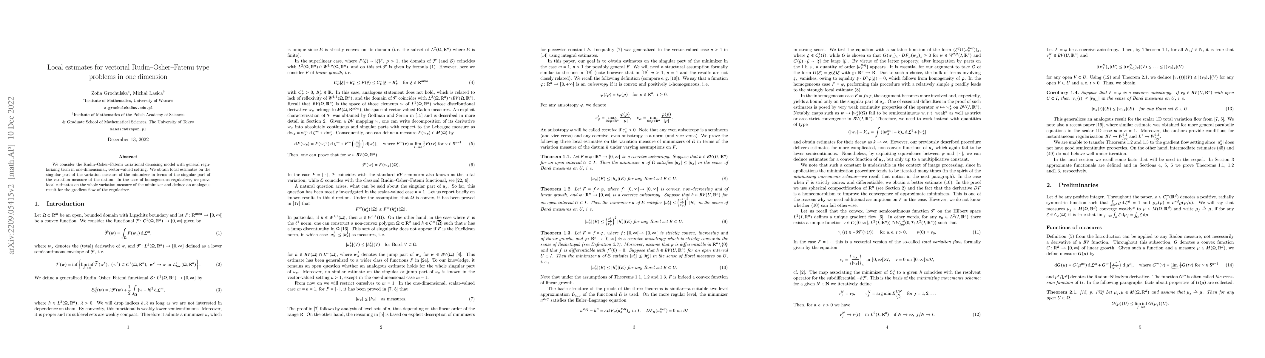 Thumbnail for Local estimates for vectorial Rudin-Osher-Fatemi type problems in one
  dimension